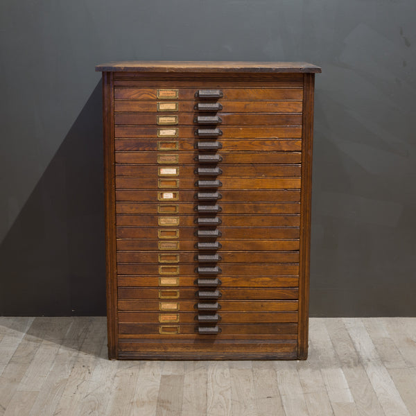 19th c. Industrial Typesetter's 20 Drawer Cabinet c.1890