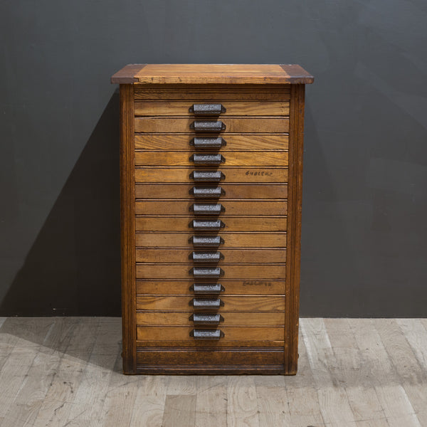 Late 19th c. Industrial Typesetter's 15 Drawer Cabinet c.1890