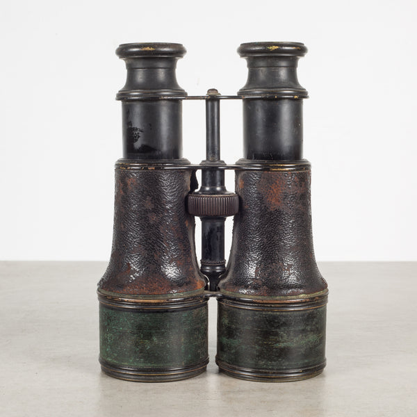 19th c. Leather Wrapped Expandable French Field Binoculars c.1880