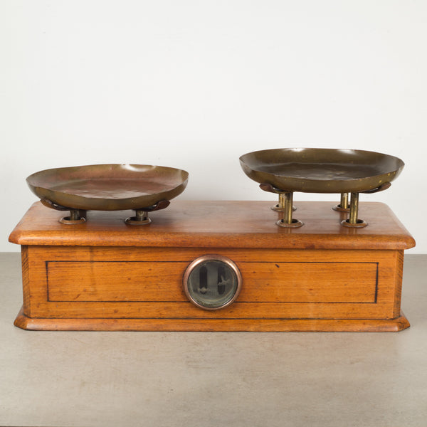 Late 19th c. French Mahogany & Brass Balance Scale c.1870