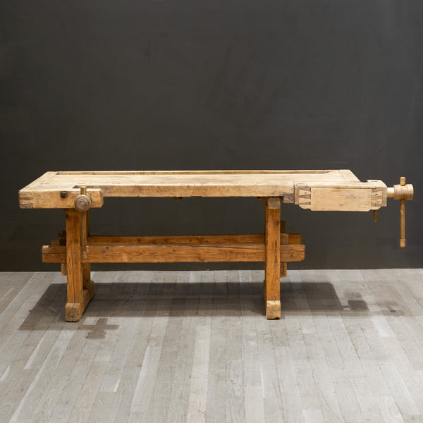 Late 19th c. Scrubbed Carpenter's Workbench c.1880-1900