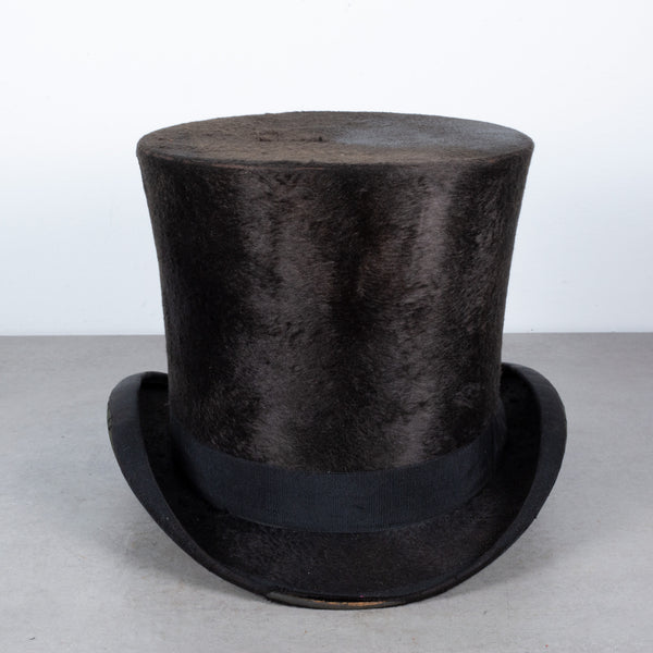 Beaver Skin Top Hat and Hat Box c.1880-1920