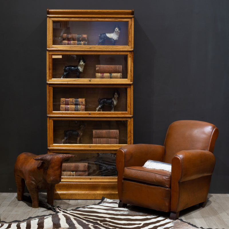 Large Dimitri Omersa for Abercrombie & Fitch Leather Bull Footstool/Ottoman c.1960