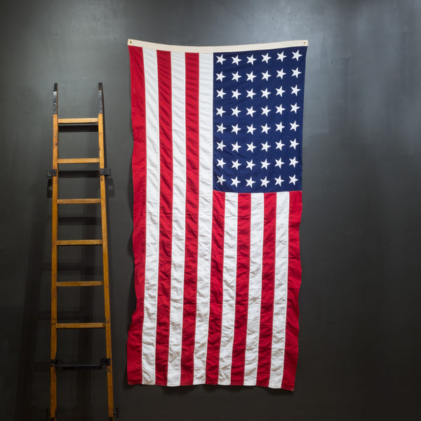 Early 20th c. Monumental "Valley Forge" American Flag with 48 Stars c.1940-1950