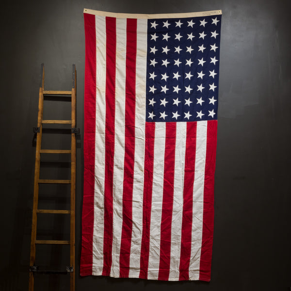 Early 20th c. Monumental "Valley Forge" American Flag with 48 Stars c.1940-1950