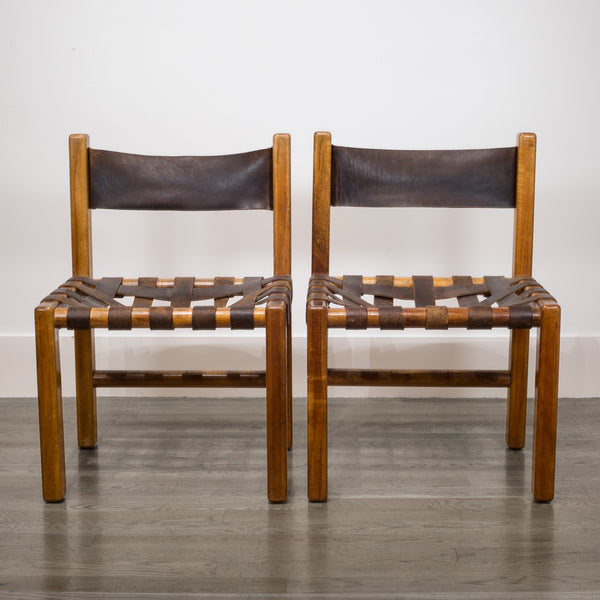 Pair of American Studio Craftsman Leather Chairs c.1950