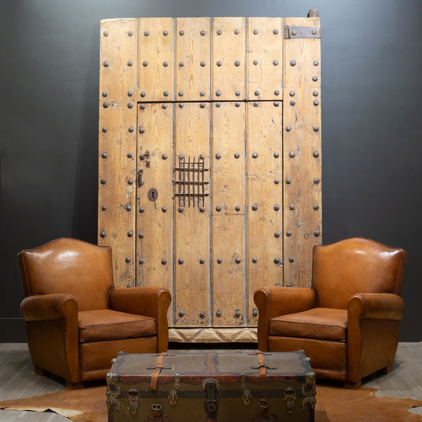 Pair of French Leather Club Mustache Chairs c.1930-1940