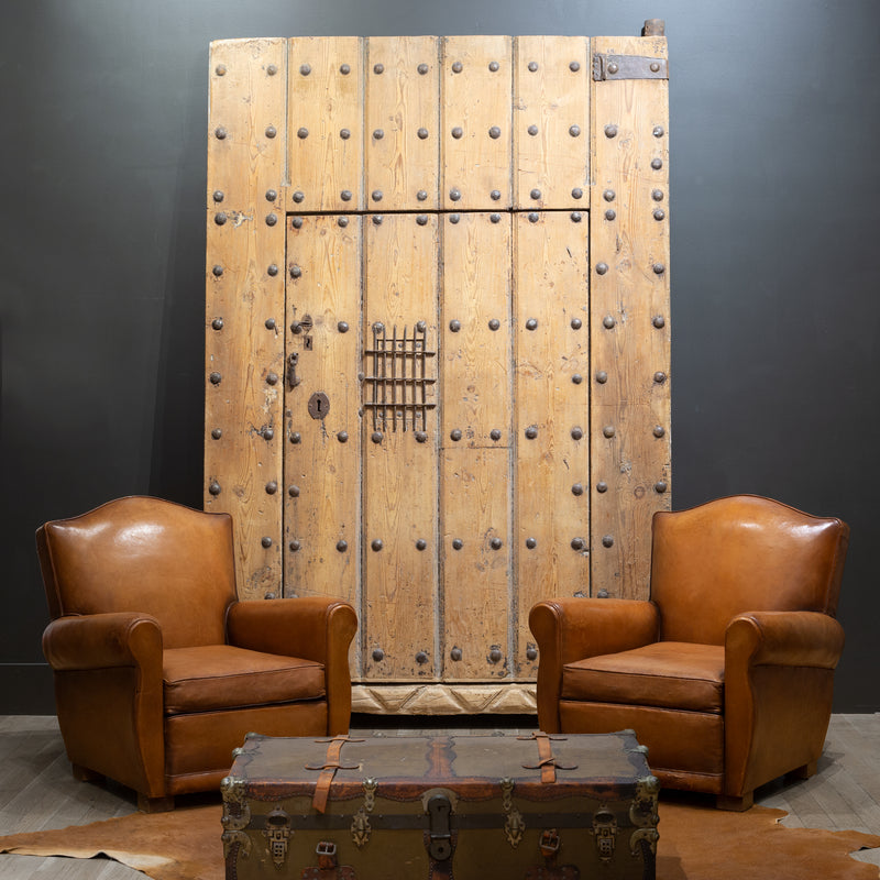 Pair of French Leather Club Mustache Chairs c.1930-1940