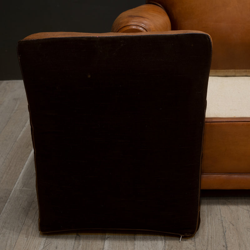 Pair of French Leather Club Mustache Chairs c.1930-1940