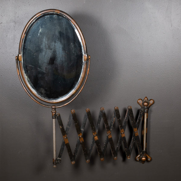 Late 19th c. Copper Flashed Barber Shop Scissor Extension Mirror c.1800s