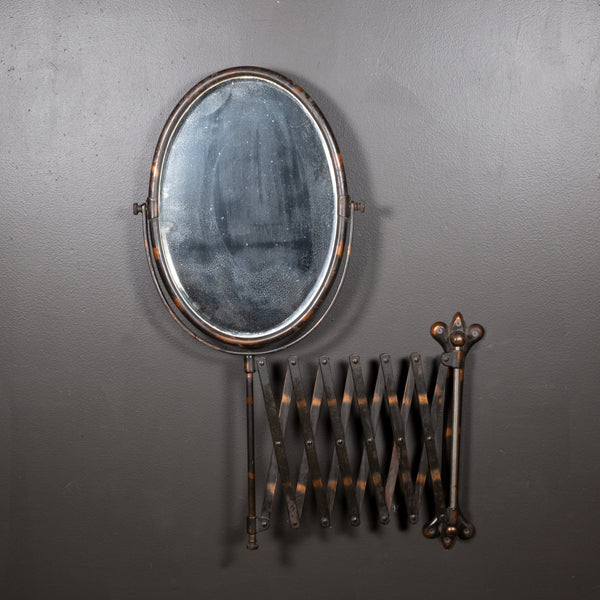 Late 19th c. Copper Flashed Barber Shop Scissor Extension Mirror with Knobs c.1800s