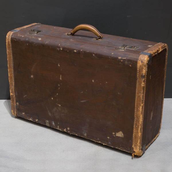 Distressed Luggage with Leather Trim c.1940