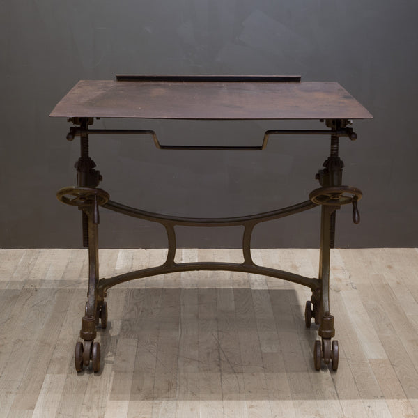 Antique Hamilton Cast Iron Printer's Drafting Table c.1909