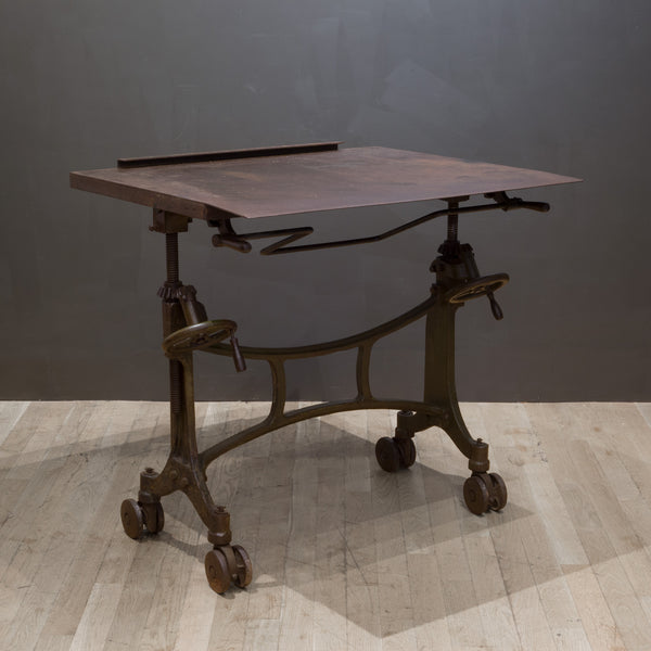 Antique Hamilton Cast Iron Printer's Drafting Table c.1909