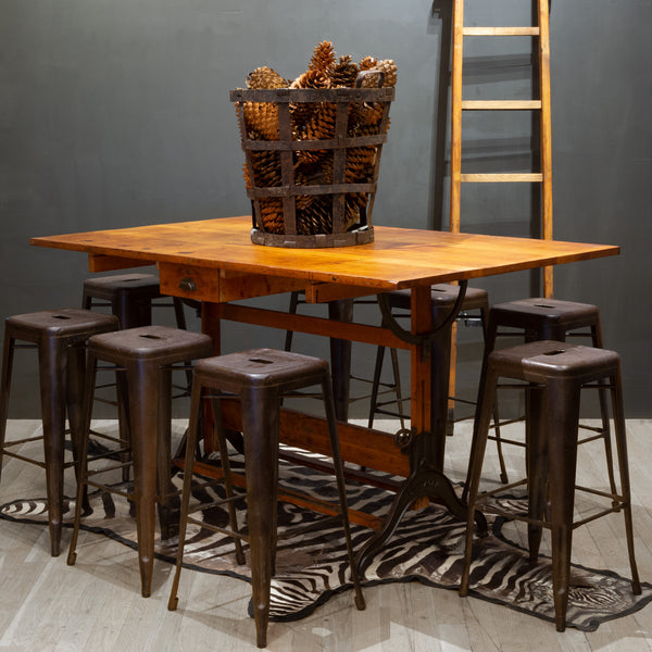 Large Antique Dietzgen Wood and Cast Iron Drafting Table c.1930