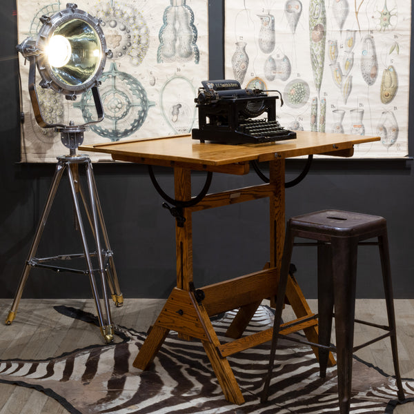 Adjustable Cast Iron and Wood Drafting Table c.1940-1950