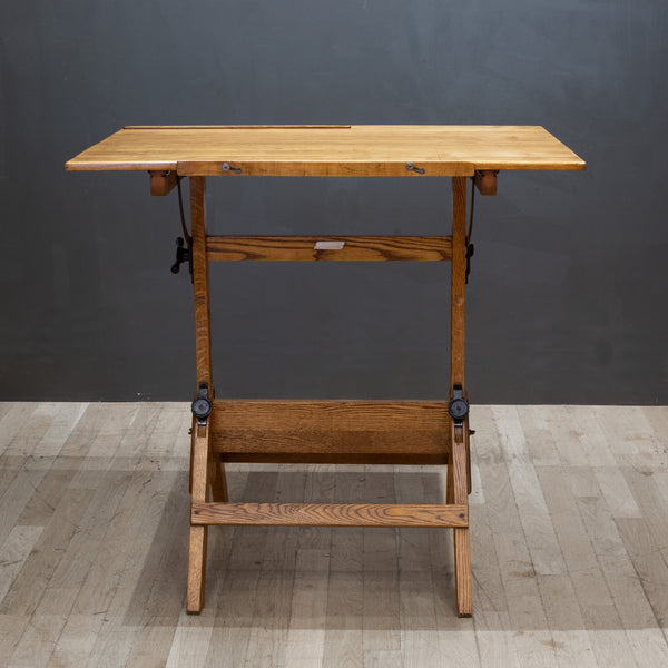 Adjustable Cast Iron and Wood Drafting Table c.1940-1950