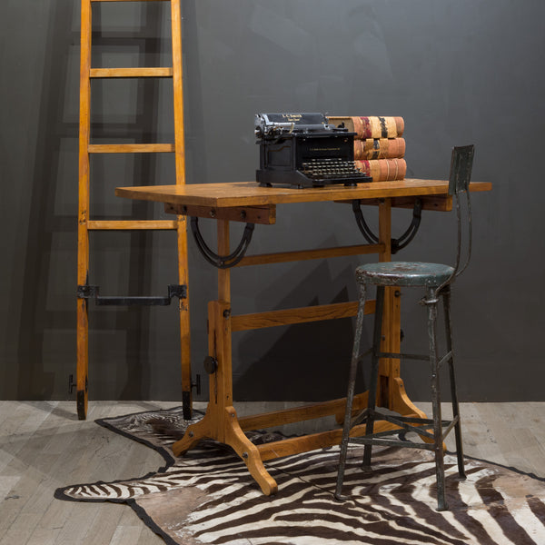 Antique Adjustable Wood Drafting Table c.1940