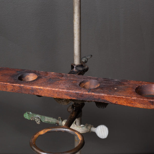 Large Early 20th c. Cast Iron and Wood Laboratory Test Tube and Beaker Stand c.1920