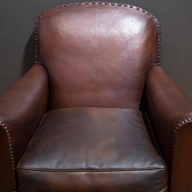 Antique French Sheep Hide Club Chairs c.1920