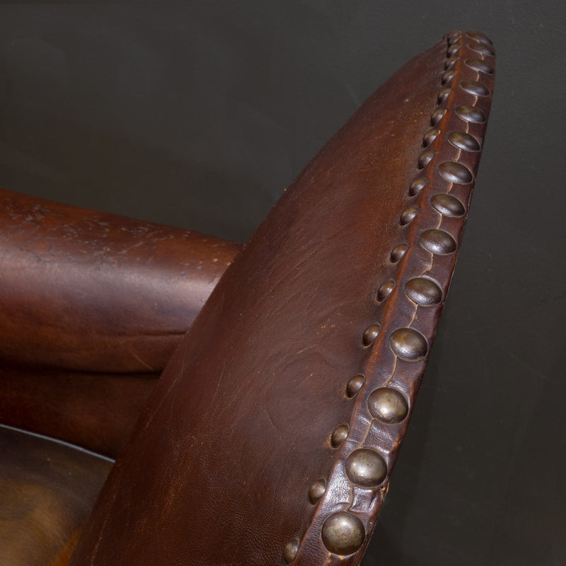 Antique French Sheep Hide Club Chairs c.1920