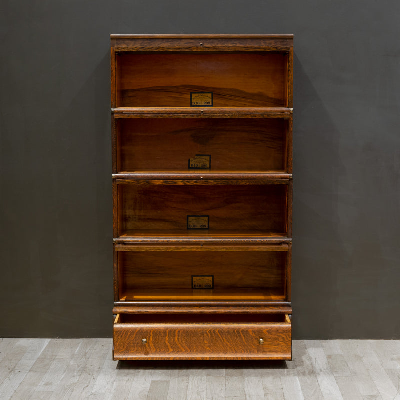 Early 20th c. Globe-Wernicke 4 Stack Lawyer's Bookcase with Rare Bottom Drawer c.1910