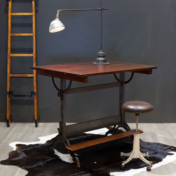 Antique Hamilton Mfg. Co. Drafting Table with Footrest c.1930