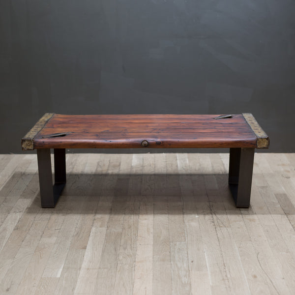 Early 20th c. Oak and Steel Ship Hatch Cover Coffee Table c.1910