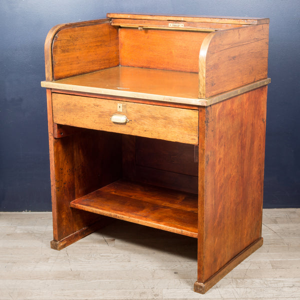 Antique Oak and Brass Rolltop Desk c.1930
