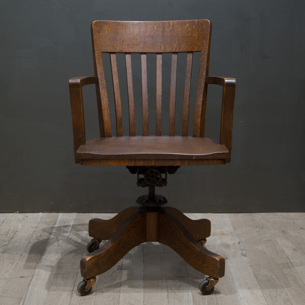 Antique Swivel Oak Desk Chair c.1940