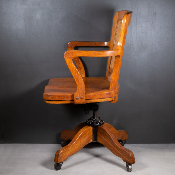 Antique Adjustable Milwaukee Chair Company Swivel Office Chair c.1910-1940