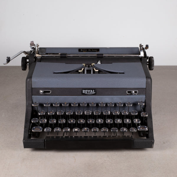 Royal Quiet DeLuxe Two Tone Typewriter and Case c.1948
