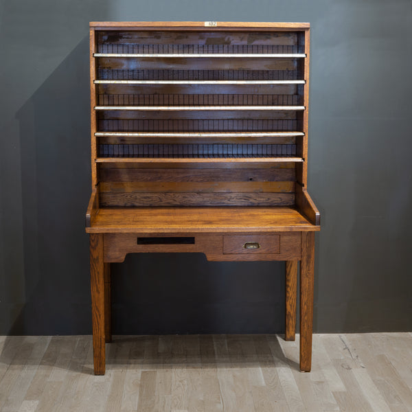 Antique Solid Oak Postal Sorting Desk c.1939