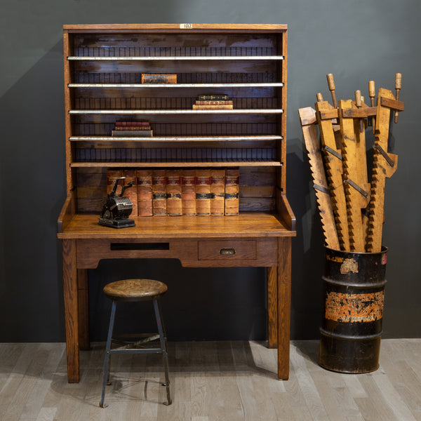 Antique Solid Oak Postal Sorting Desk c.1939