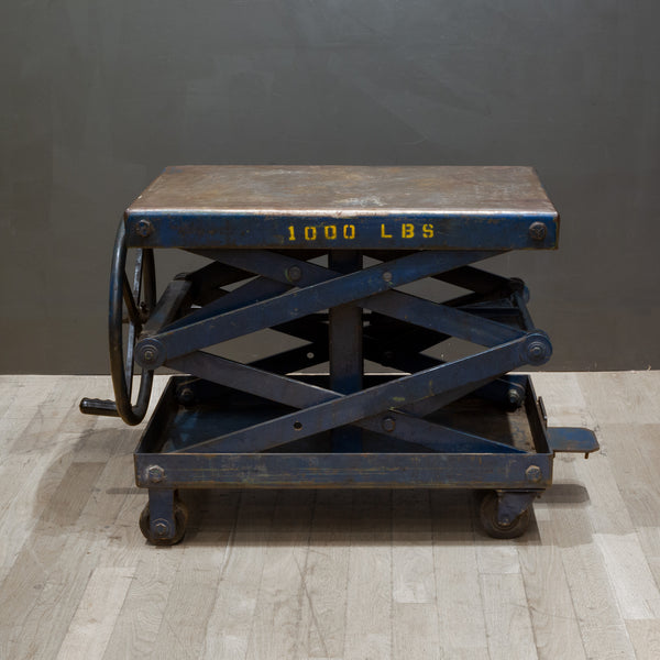 Early 20th c. Factory Scissor Lift Table c.1940