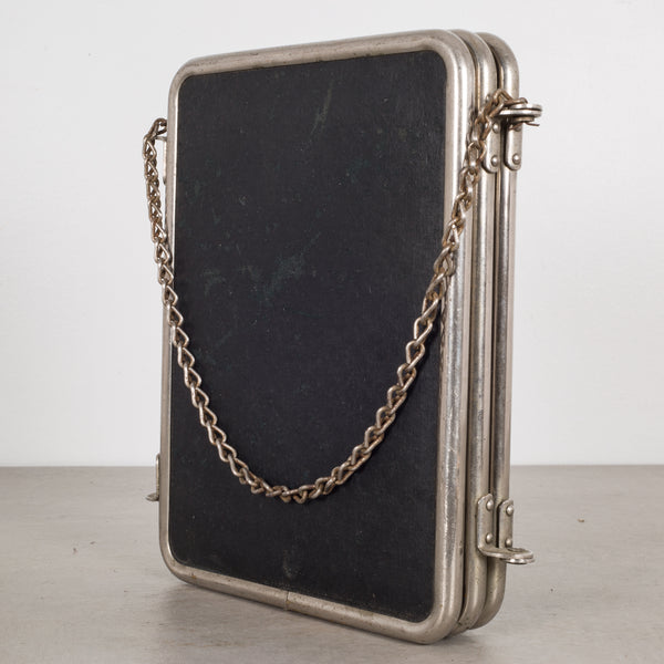 French Nickel Tri-Fold Barber's Shaving Mirror c.1900-1920