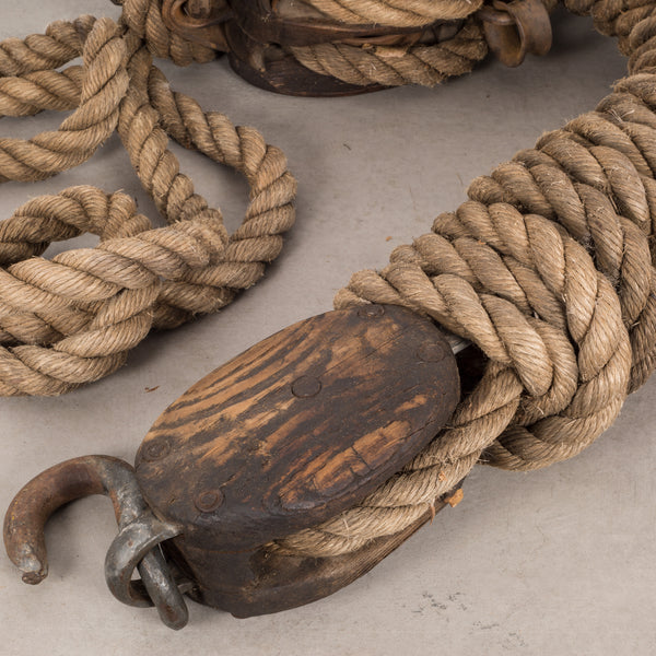 19th c. Block and Tackle with Rope c. 1880s.