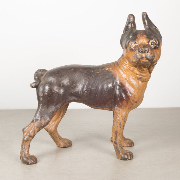 Antique Cast Iron Boston Terrier Doorstop by Hubley c.1910