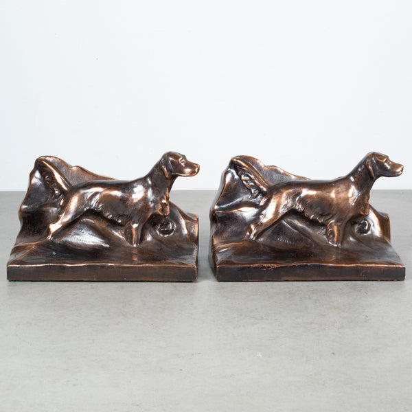 Bronze Plated Irish Setter Dog Bookends c.1940