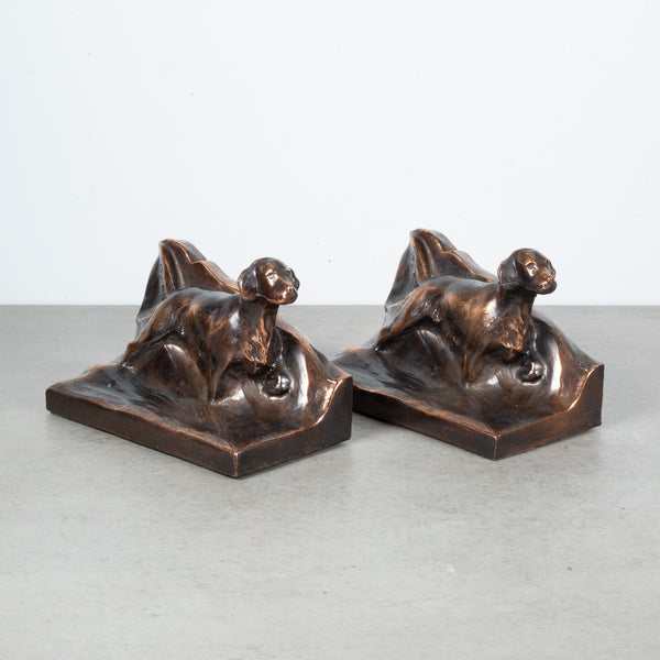 Bronze Plated Irish Setter Dog Bookends c.1940
