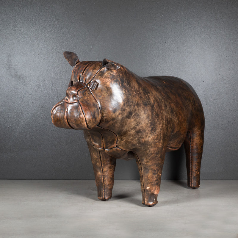 Mid-century French Bulldog Leather Foot Stool c.1960