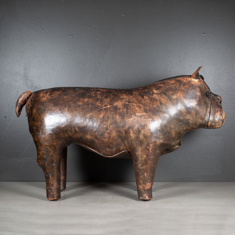 Mid-century French Bulldog Leather Foot Stool c.1960
