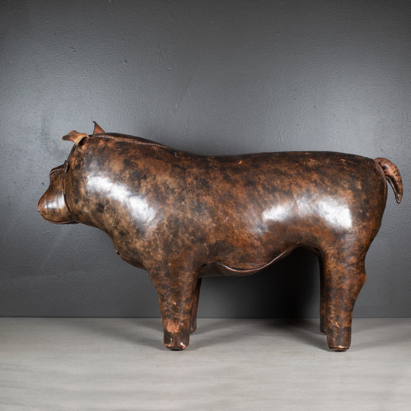 Mid-century French Bulldog Leather Foot Stool c.1960