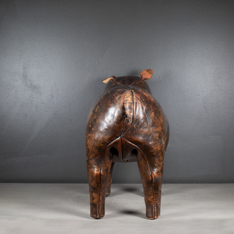 Mid-century French Bulldog Leather Foot Stool c.1960