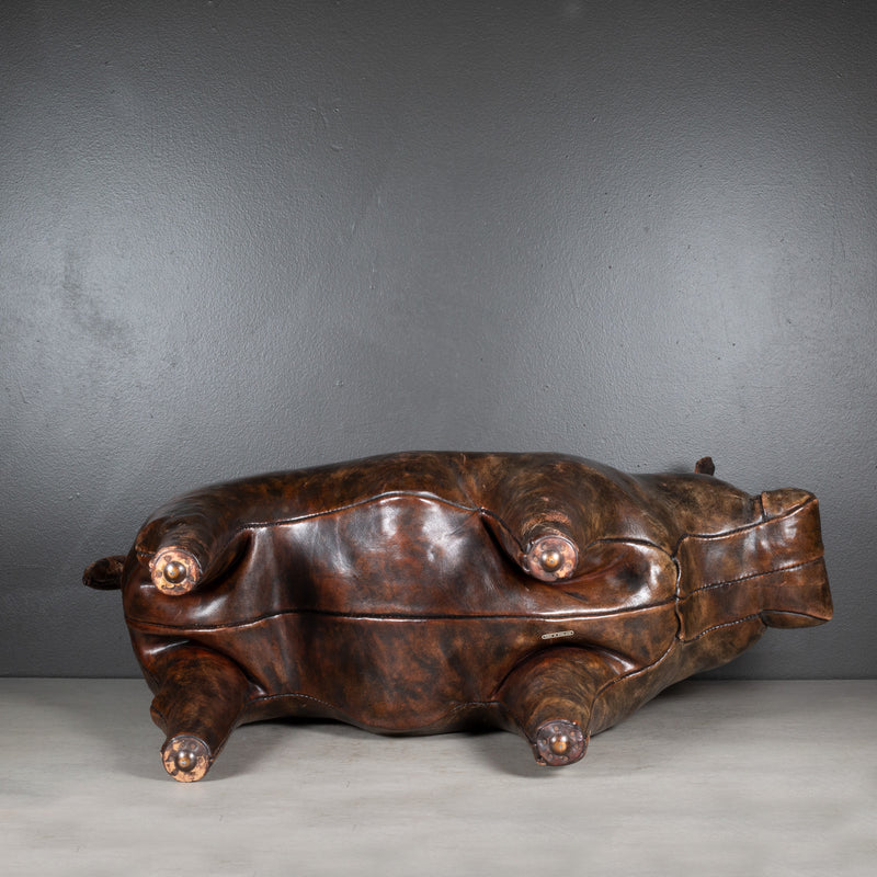 Mid-century French Bulldog Leather Foot Stool c.1960