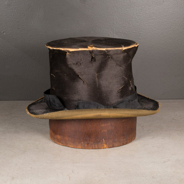 Antique Distressed Silk Top Hat c.1880-1920