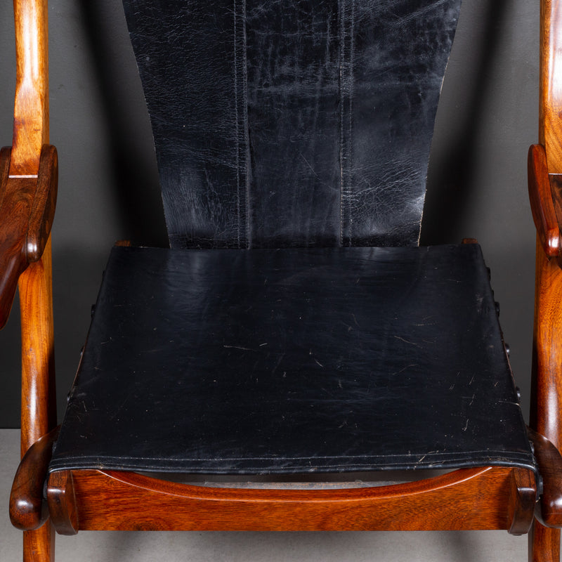Mid-century Don Shoemaker Rosewood and Leather Folding Lounge Chairs, Mexico c.1960-Price per chair