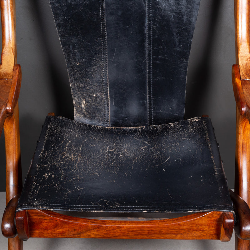 Mid-century Don Shoemaker Rosewood and Leather Folding Lounge Chairs, Mexico c.1960-Price per chair