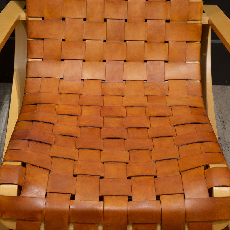 Vintage "Dondolo" Bentwood and Woven Leather Rocking Chair for Crassevig c.1970