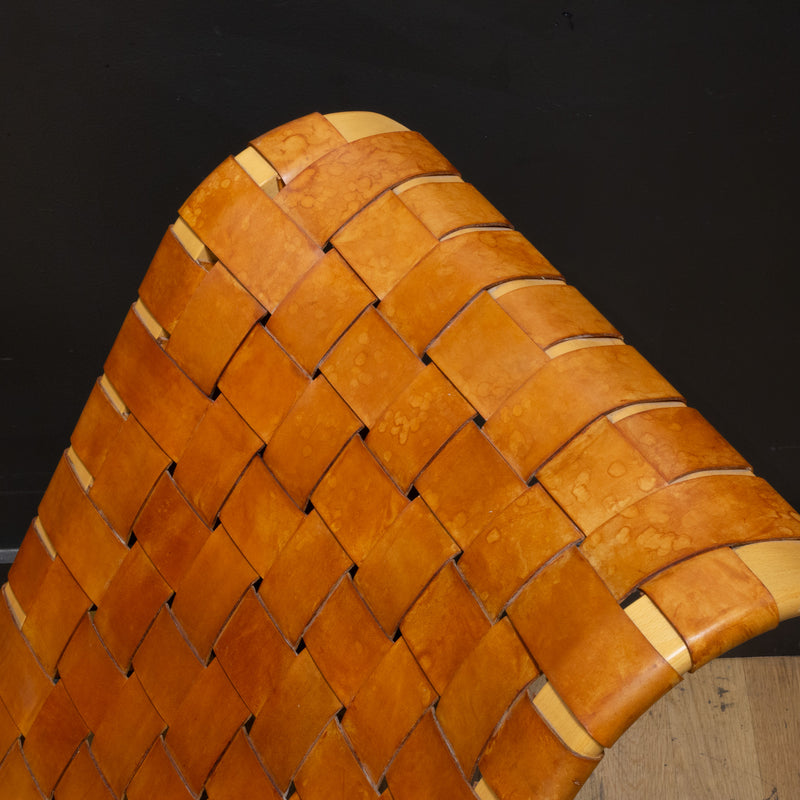 Vintage "Dondolo" Bentwood and Woven Leather Rocking Chair for Crassevig c.1970